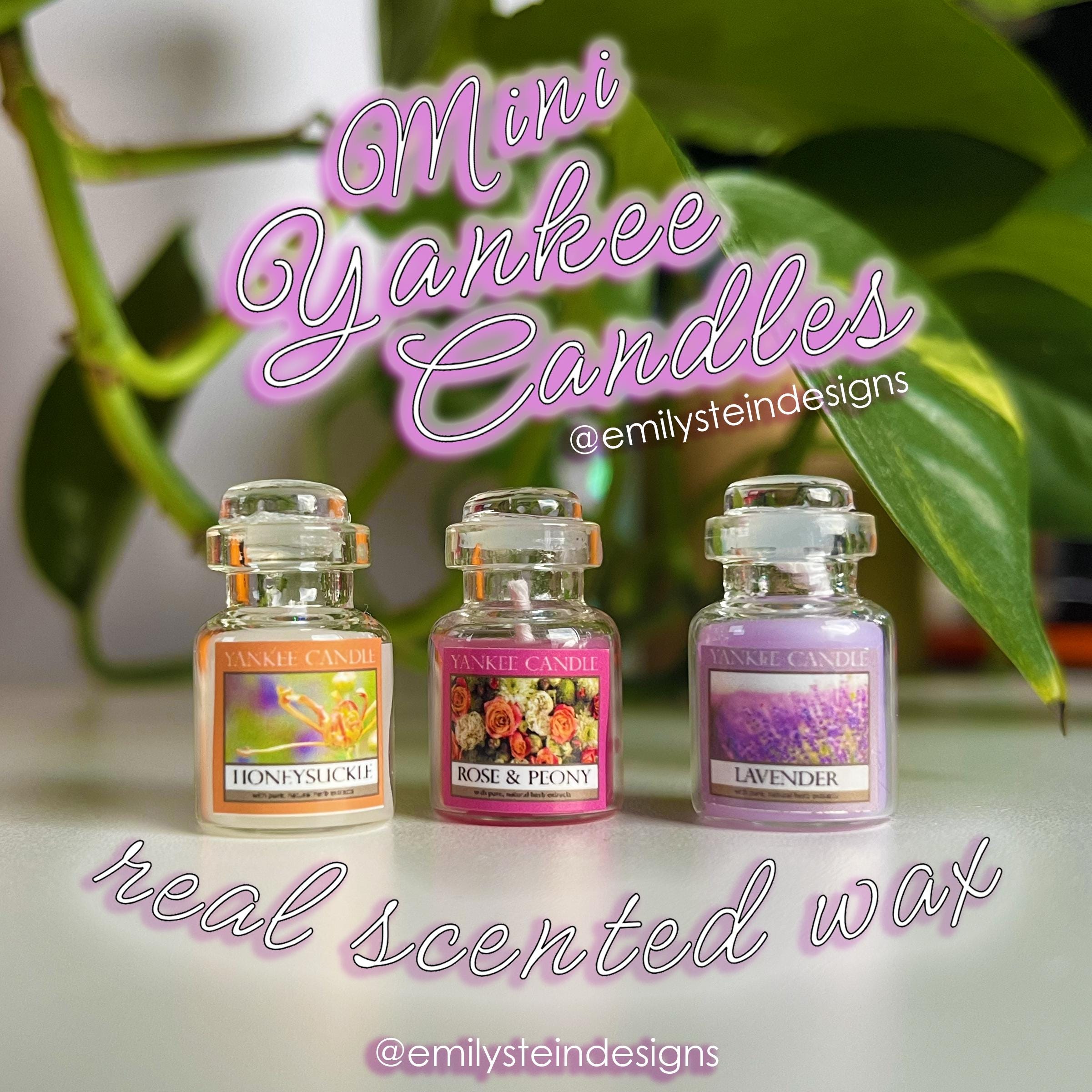 Miniature Scented Candles – Honeysuckle, Rose & Peony, Lavender (1:12 Scale)